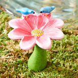 Mini Pink Flower Birdbath
