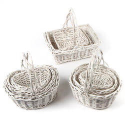 White Painted Willow Basket Set for Gift and Fruit Baskets