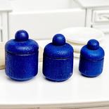 Dollhouse Miniature Blue Canister Set