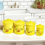 Dollhouse Miniature Yellow Floral Canister Set