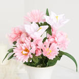 Pink Artificial Lily, Hydrangea, and Daisy Bush