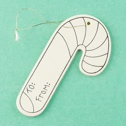 Unfinished Wood Candy Cane Tag Ornament
