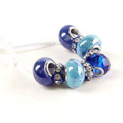 Mix and Mingle Blue Pearl and Rhinestone Metal Lined Beads