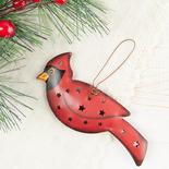 Rustic Tin Punched Cardinal Ornament