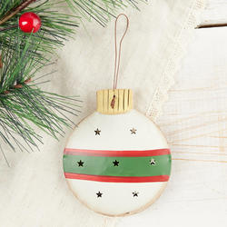 Rustic Tin Punched Christmas Ball Ornament