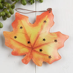 Rustic Tin Punched Fall Leaf Ornament