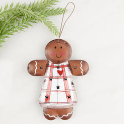 Rustic Tin Punched Gingerbread Girl Ornament