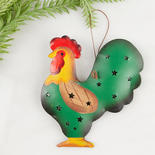 Rustic Tin Punched Rooster Ornament
