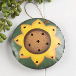 Rustic Tin Punched Sunflower Ornament