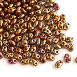 Copper Twin Czech 2-Hole Glass Beads