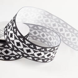 Black and White Print Grosgrain Ribbon
