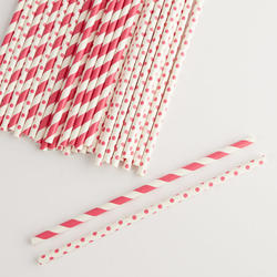 Pink Stripes and Dots Paper Straws