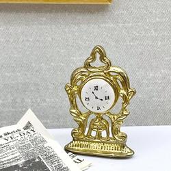 Dollhouse Miniature Gold Mantel Clock