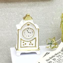 Dollhouse Miniature White Mantle Clock