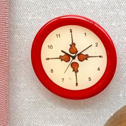 Dollhouse Miniature Red Guitar Wall Clock