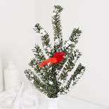 Snowy Artificial German Pine with Cardinal Spray