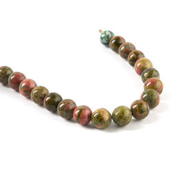 Green and Red Unakite Bead Strand