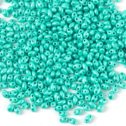 Green Twin Czech 2-Hole Glass Beads