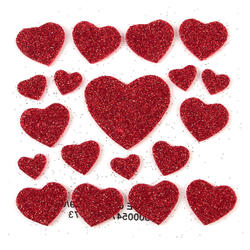 Red Foamies Glitter Hearts Foam Stickers