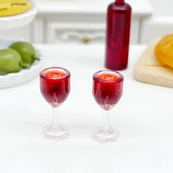 Dollhouse Miniature Glasses of Rose Wine