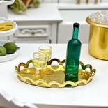 Dollhouse Miniature White Wine Glasses Tray Set