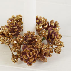Gold Glittered Pinecone Candle Ring