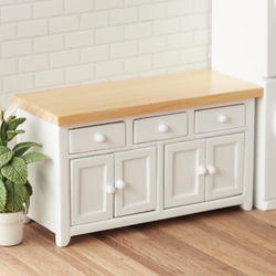 Dollhouse Miniature White and Oak Kitchen Counter