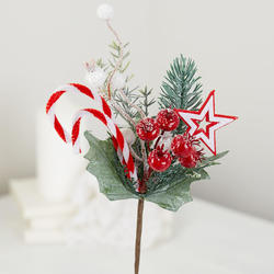 Candy Cane Artificial Berry and Star Pick