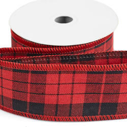 Red and Black Plaid Wired Ribbon