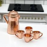 Dollhouse Miniature Copper Coffee Set