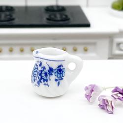 Dollhouse Miniature Blue Floral Cream Pitcher