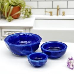 Dollhouse Miniature Cobalt Blue Nesting Bowls