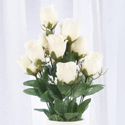 Ivory Artificial Rose Bud and Baby's Breath Bush