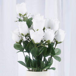 White Artificial Rose Bud and Baby's Breath Bush