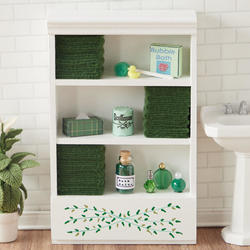 Dollhouse Miniature Dark Green Accented Bath Cabinet