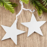 Silver Wood Star Ornaments