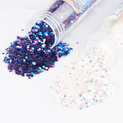 Chunky Iridescent White and Blue Glitter Tubes