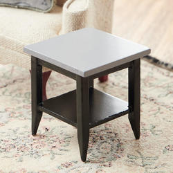 Dollhouse Miniature Black and Gray Square End Table