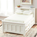 Dollhouse Miniature White Double Bed with Drawers