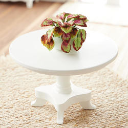 Dollhouse Miniature White Wood Round Table