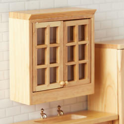 Dollhouse Miniature Upper Oak Kitchen Cabinet