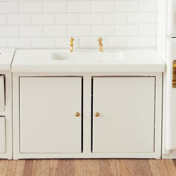 Dollhouse Miniature Modern White Kitchen Sink Cabinet