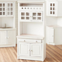 Dollhouse Miniature White with Marble Cabinet