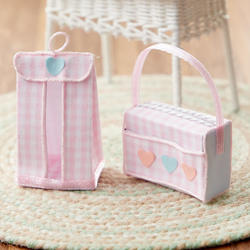 Dollhouse Miniature Pink Diaper Bag and Stacker Set