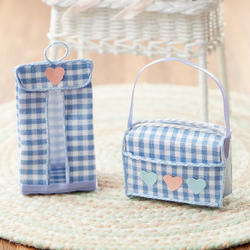 Dollhouse Miniature Blue Diaper Bag and Stacker Set