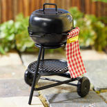 Dollhouse Miniature Round Charcoal Grill with Towel