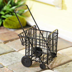 Dollhouse Miniature Black Grocery Cart