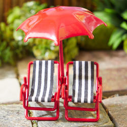 Dollhouse Miniature Chairs and Umbrella Set