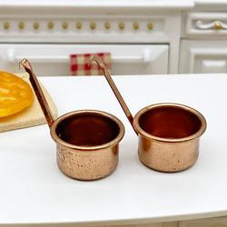 Doll House Miniature Copper Pots - Pkg of 2