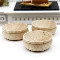 Dollhouse Miniature Wooden Bowls